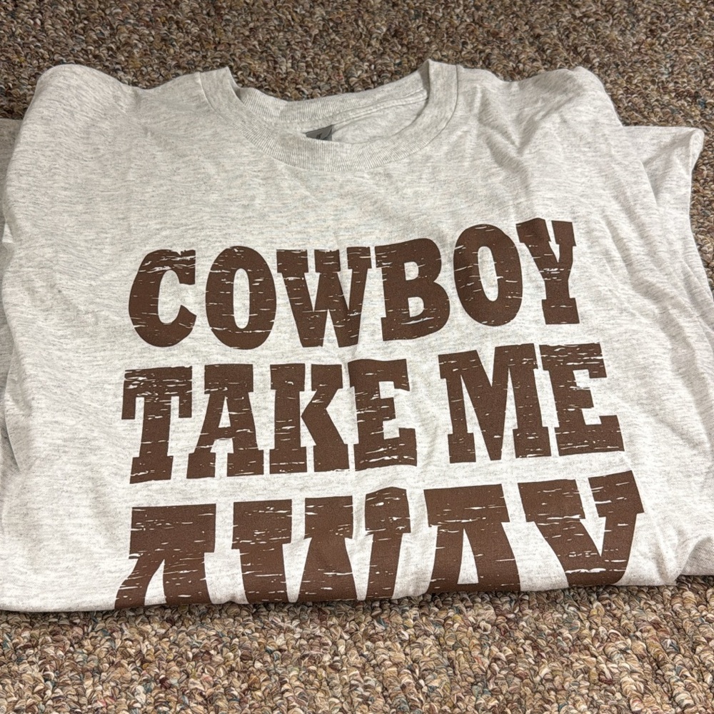 Gray T-Shirt with Brown Text